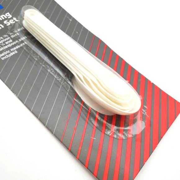 Vtg 1994 EKCO 6 Piece White Plastic Measuring Spoon Set New In Package - Picture 3 of 6